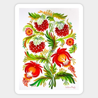 Red Berries Bush Watercolor Painting Sticker